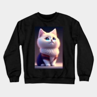 Adorable Cat Illustration - Modern Digital Art Crewneck Sweatshirt